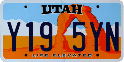UT license plate Y195YN