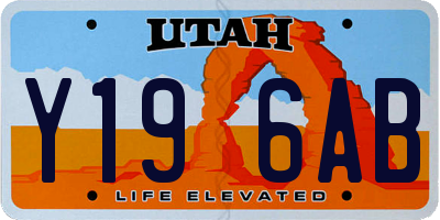 UT license plate Y196AB