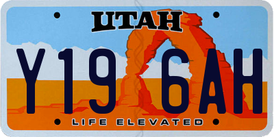 UT license plate Y196AH