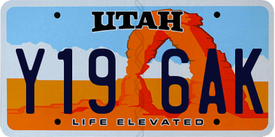 UT license plate Y196AK