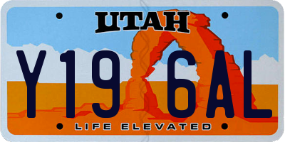 UT license plate Y196AL