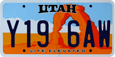 UT license plate Y196AW
