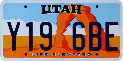 UT license plate Y196BE