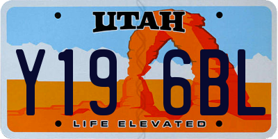 UT license plate Y196BL