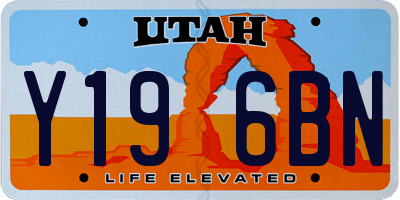 UT license plate Y196BN