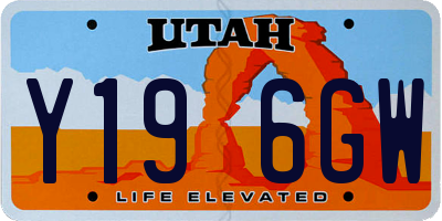 UT license plate Y196GW