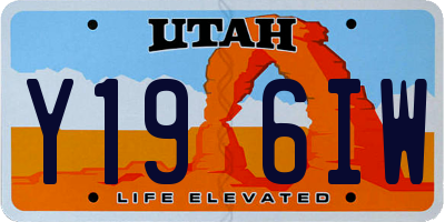 UT license plate Y196IW