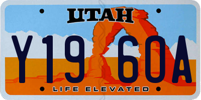 UT license plate Y196OA