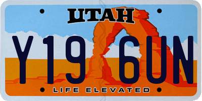 UT license plate Y196UN