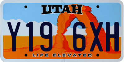 UT license plate Y196XH