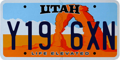 UT license plate Y196XN