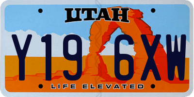 UT license plate Y196XW