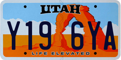 UT license plate Y196YA