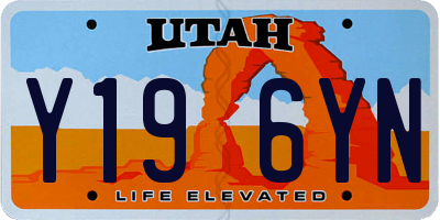UT license plate Y196YN