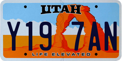 UT license plate Y197AN