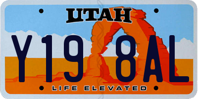 UT license plate Y198AL