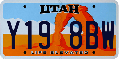 UT license plate Y198BW
