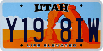 UT license plate Y198IW
