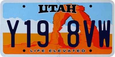UT license plate Y198VW
