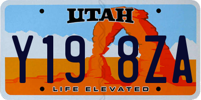 UT license plate Y198ZA