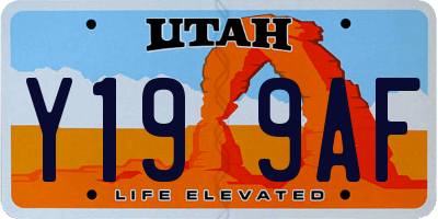 UT license plate Y199AF