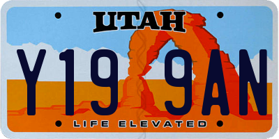 UT license plate Y199AN