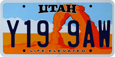 UT license plate Y199AW