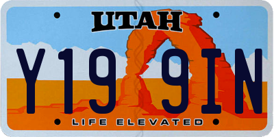 UT license plate Y199IN