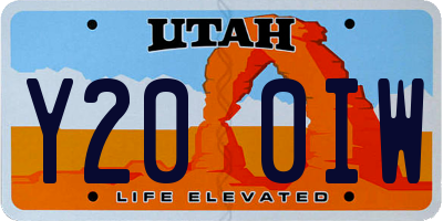 UT license plate Y200IW