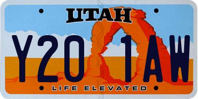 UT license plate Y201AW