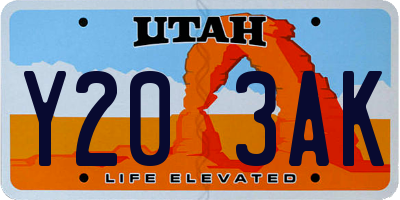 UT license plate Y203AK