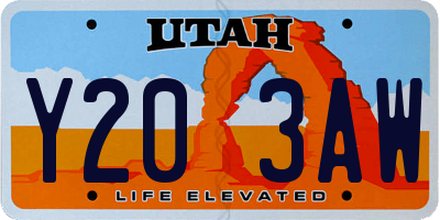 UT license plate Y203AW