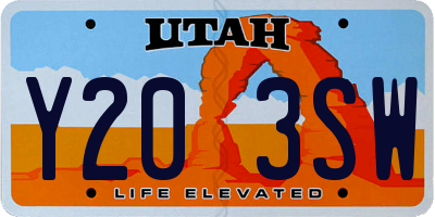 UT license plate Y203SW