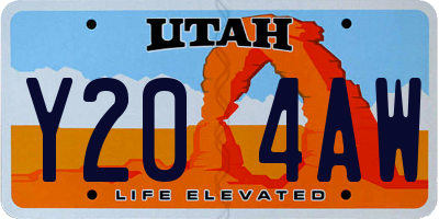 UT license plate Y204AW