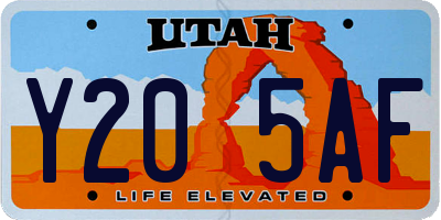 UT license plate Y205AF