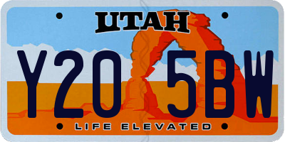UT license plate Y205BW