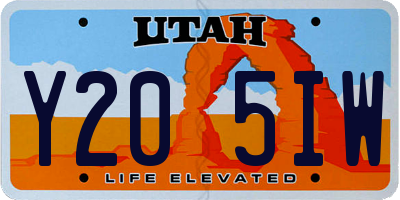 UT license plate Y205IW