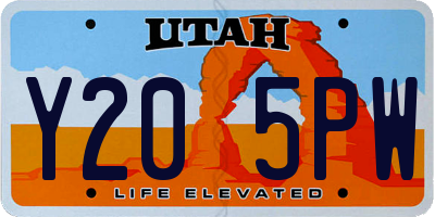 UT license plate Y205PW