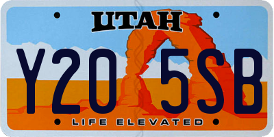 UT license plate Y205SB