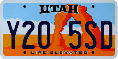 UT license plate Y205SD