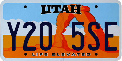 UT license plate Y205SE