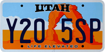 UT license plate Y205SP