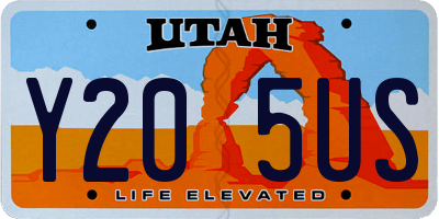 UT license plate Y205US