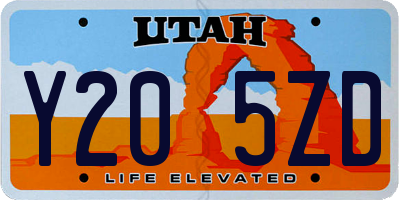 UT license plate Y205ZD