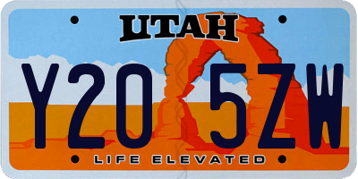 UT license plate Y205ZW