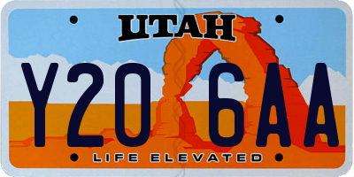 UT license plate Y206AA