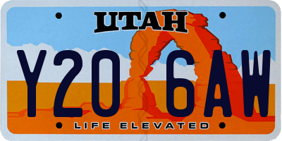 UT license plate Y206AW