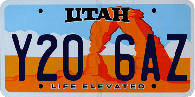 UT license plate Y206AZ