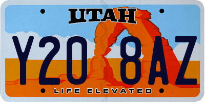 UT license plate Y208AZ