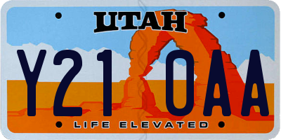 UT license plate Y210AA